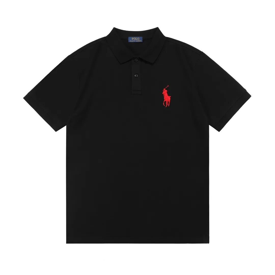 🅿️190 RALPH LAUREN 2025 new style classic polo embroidered little bee logo, same style for men and women, casual polo shirt ·Customized pique cotton fabric ·Imported Tajima machine embroidery technology ·Collar label, hangtag, main mark and three complete labels Color: black Size: M-XXXL